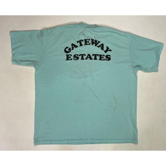 VINTAGE Flamingo Florida Gateway Estates T-shirt Men XL Blue 90s Single Stitch - Picture 6 of 11